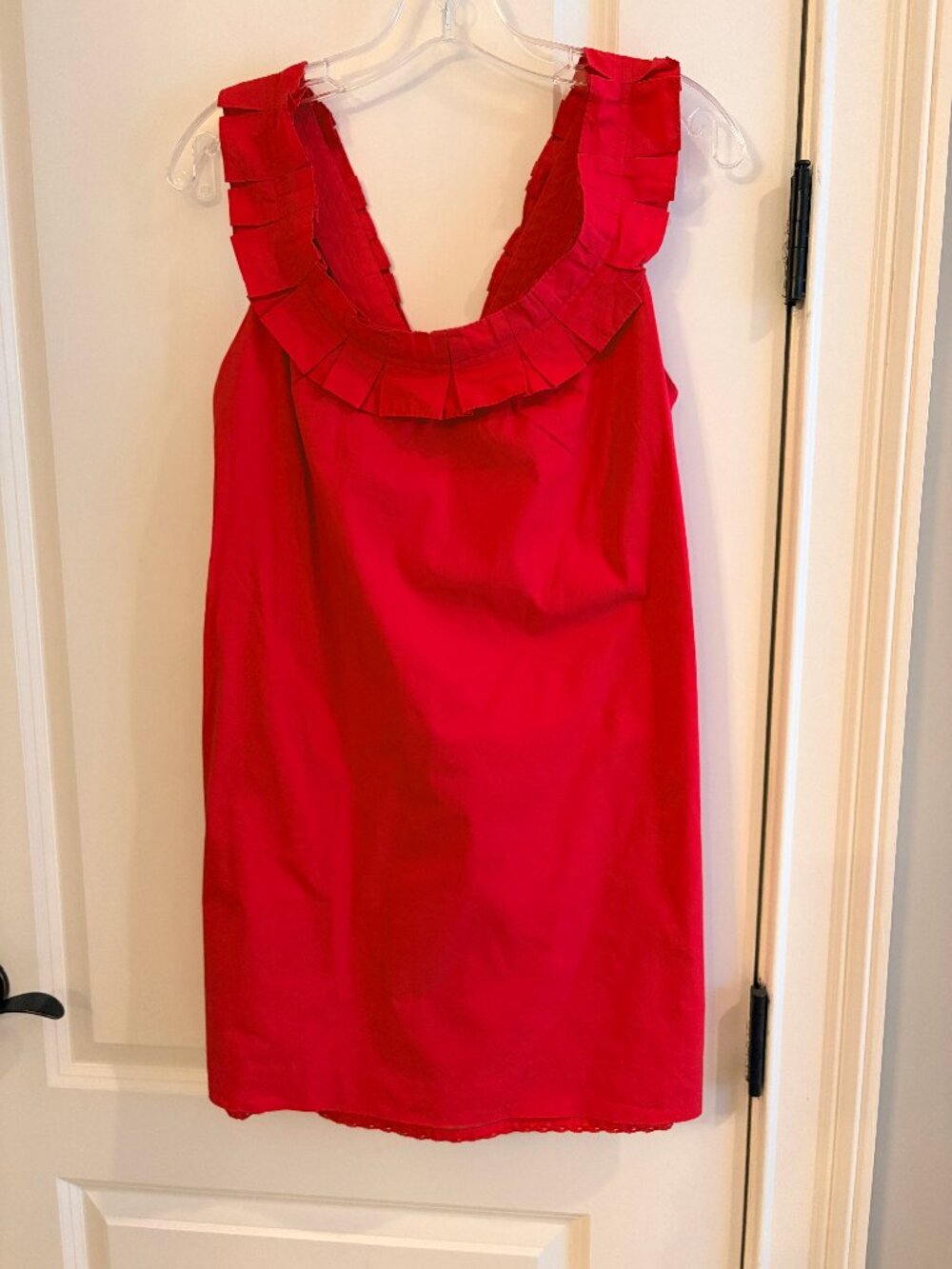 Fei Carambola Red Ruffle Strap Sleeveless Dress Size 2 Cotton Blend Anthropologi